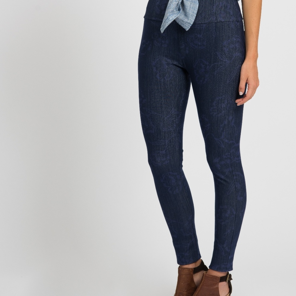 Knit Jegging Denim Rinse Floral
